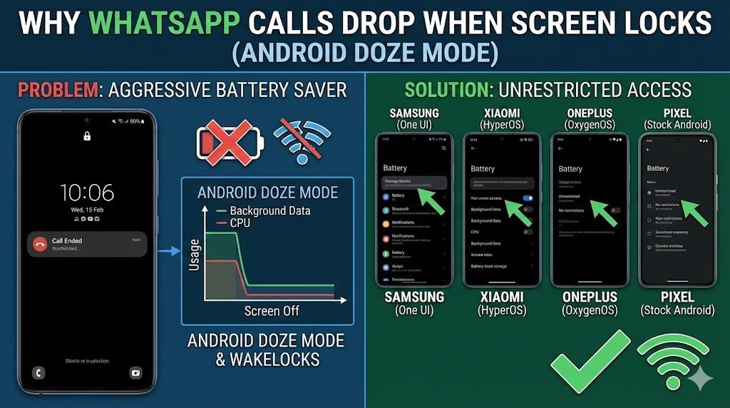 Fixed: WhatsApp Call Disconnects When Screen Turns Off (Android 14/15 Fix)