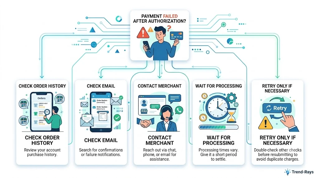 Decision tree helping users decide whether to retry a failed payment.