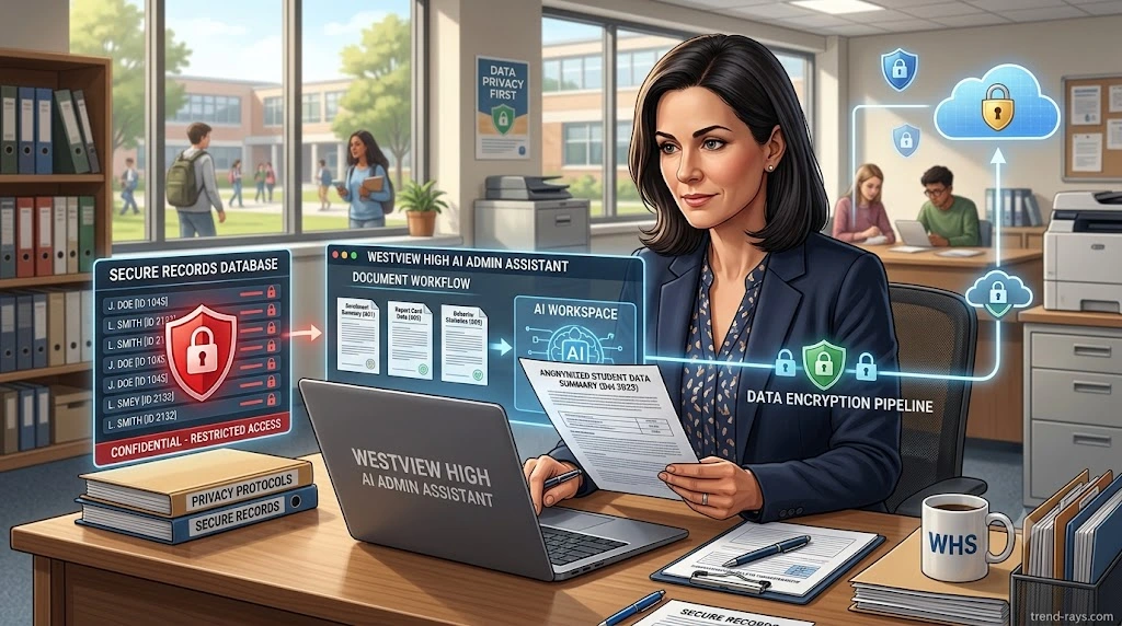 How School Administrators Can Use AI to Save 10+ Hours Every Week (Without Replacing Existing Software) 4 School administrator using AI responsibly while protecting confidential student information
