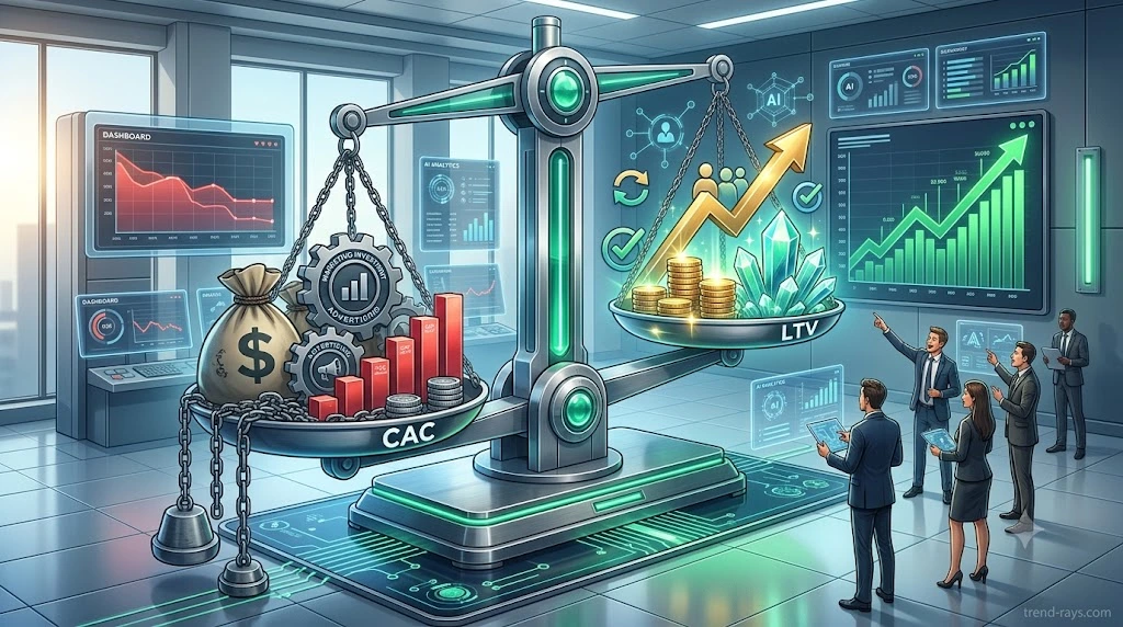 Why Companies Lose Money Acquiring Customers (And How Customer Lifetime Value Changes Everything) 3 Business illustration comparing Customer Lifetime Value and Customer Acquisition Cost for profitable growth