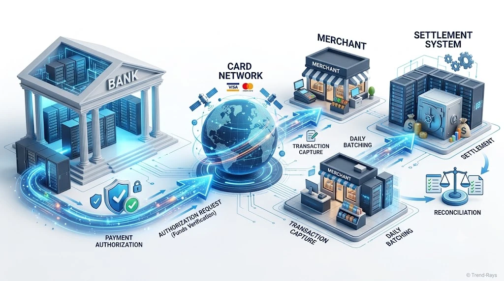 Bank payment processing workflow explaining why pending transactions are removed.