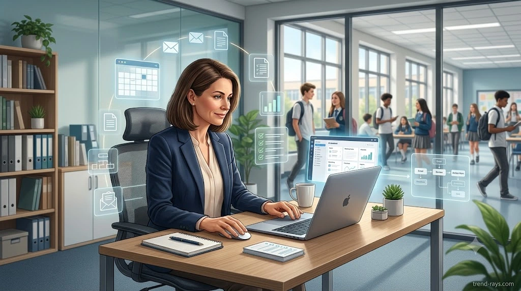 AI helping a school administrator manage daily administrative workflows