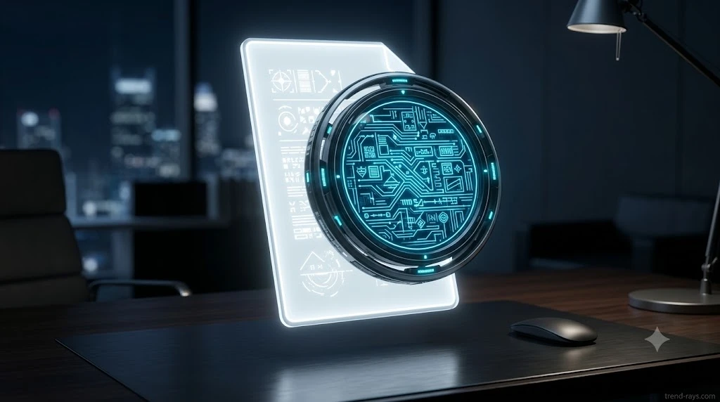 Abstract 3D visualization of a digital magnifying glass scanning a file to reveal a glowing hidden C2PA metadata signature.
